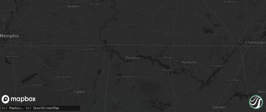 Hail map in Florence, AL on July 20, 2026
