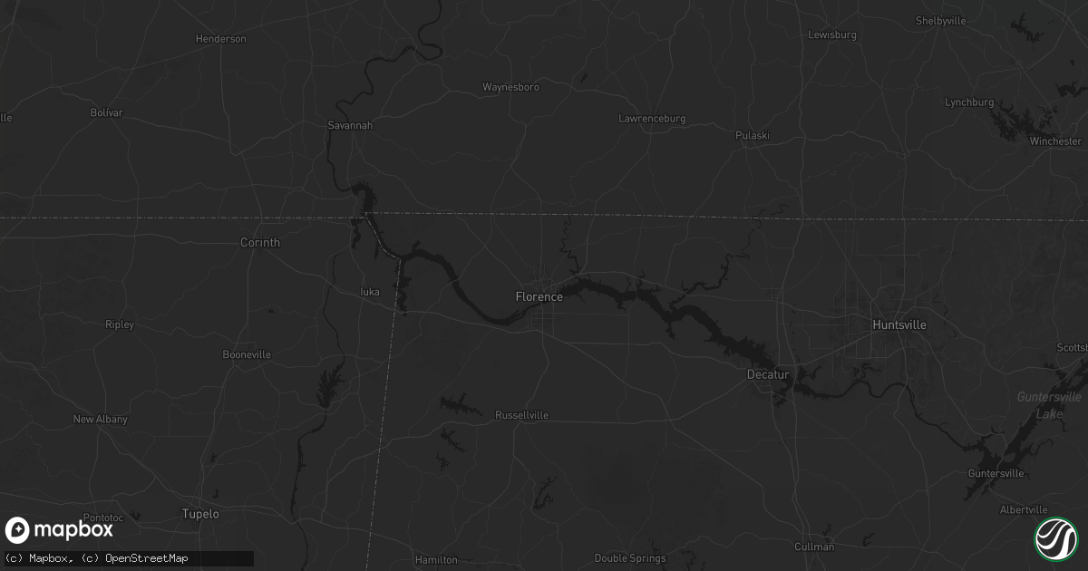 Hail map in Florence, AL on July 20, 2026