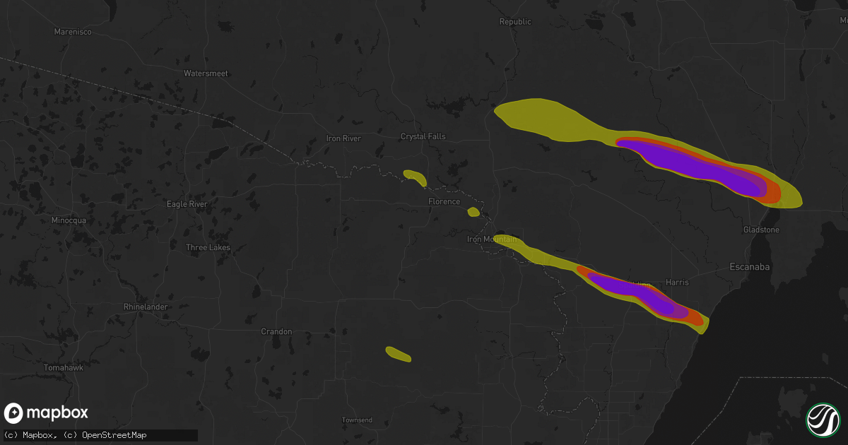 Hail map in Florence, WI on July 20, 2026