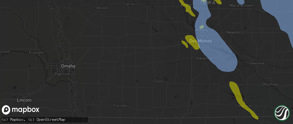 Hail map in Fontanelle, IA on July 20, 2026
