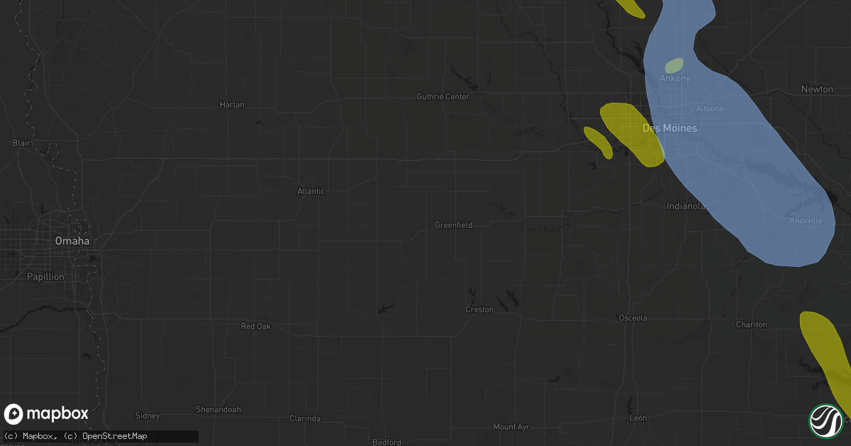 Hail map in Fontanelle, IA on July 20, 2026