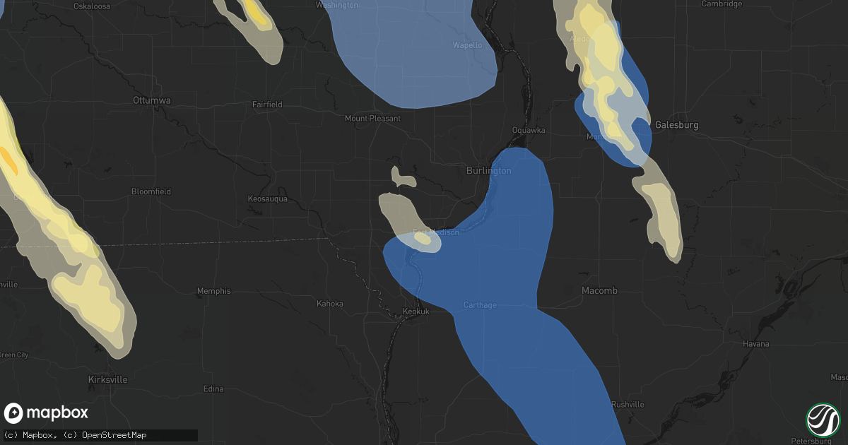 Hail map in Fort Madison, IA on July 20, 2026