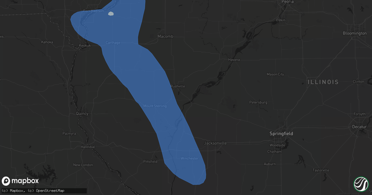 Hail map in Frederick, IL on July 20, 2026