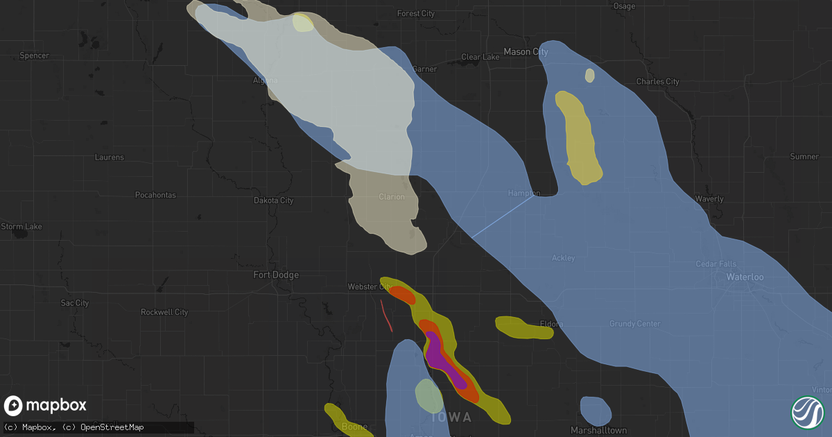 Hail map in Galt, IA on July 20, 2026
