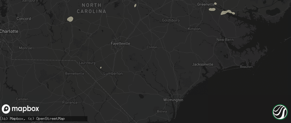 Hail map in Garland, NC on July 20, 2026