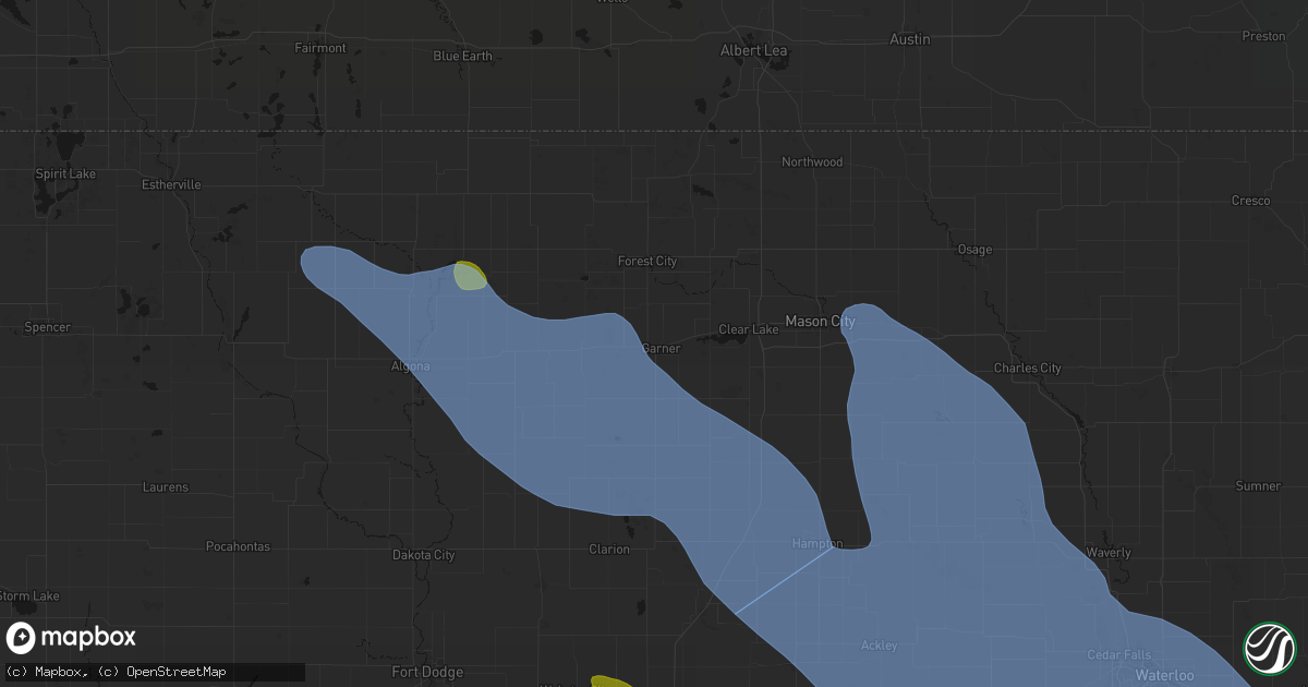 Hail map in Garner, IA on July 20, 2026