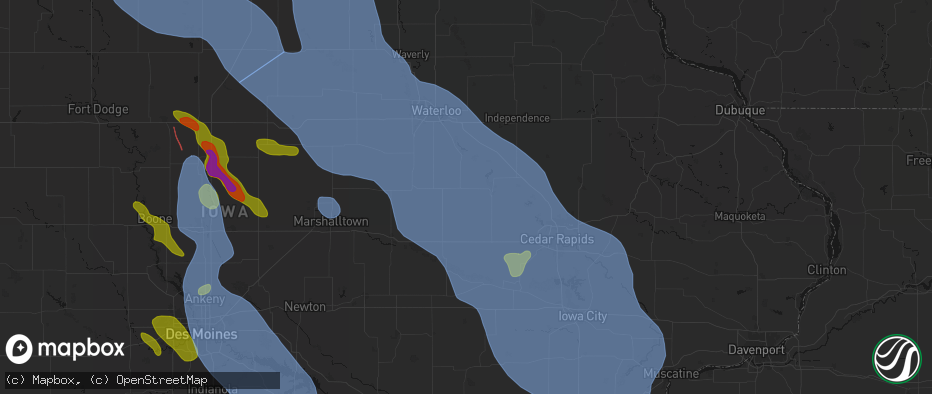 Hail map in Garrison, IA on July 20, 2026