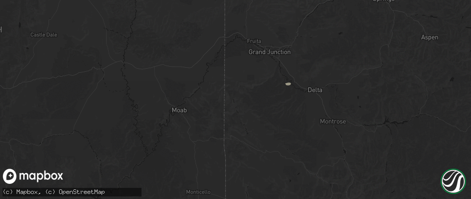 Hail map in Gateway, CO on July 20, 2026