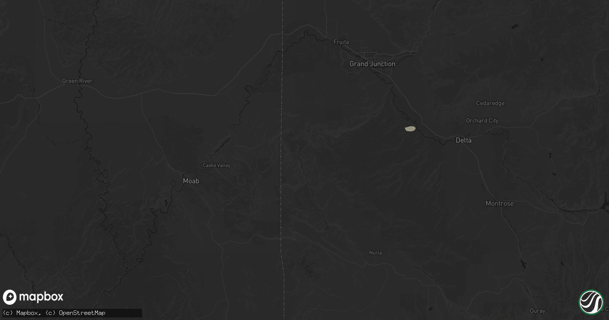Hail map in Gateway, CO on July 20, 2026