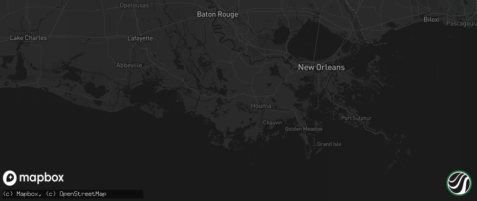 Hail map in Gibson, LA on July 20, 2026