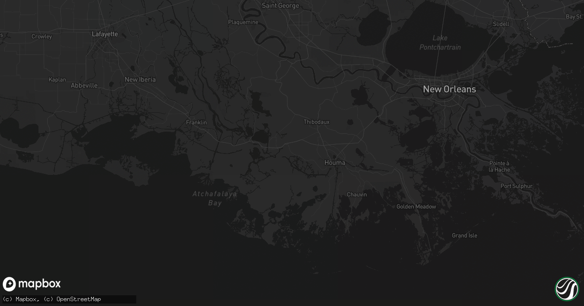 Hail map in Gibson, LA on July 20, 2026
