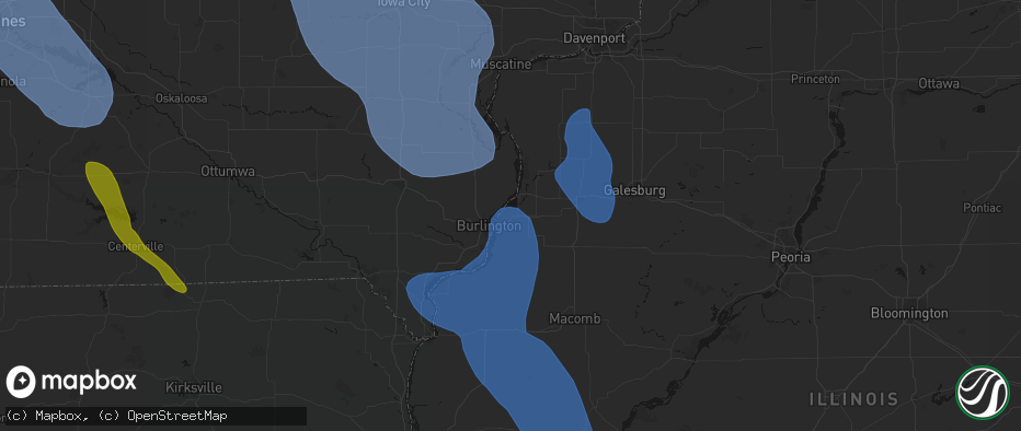 Hail map in Gladstone, IL on July 20, 2026