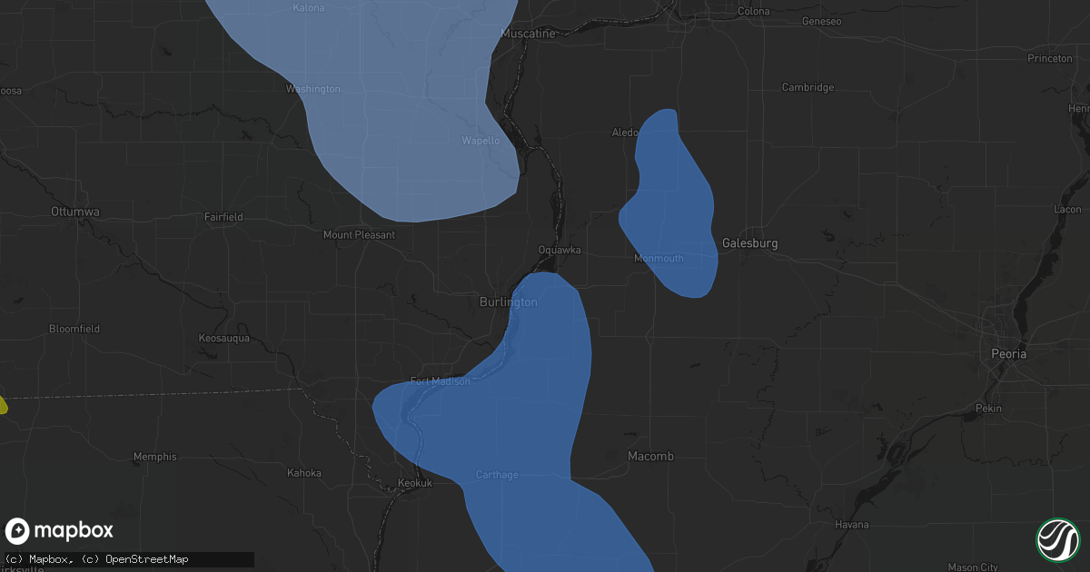 Hail map in Gladstone, IL on July 20, 2026