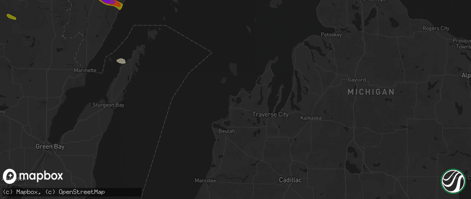 Hail map in Glen Arbor, MI on July 20, 2026
