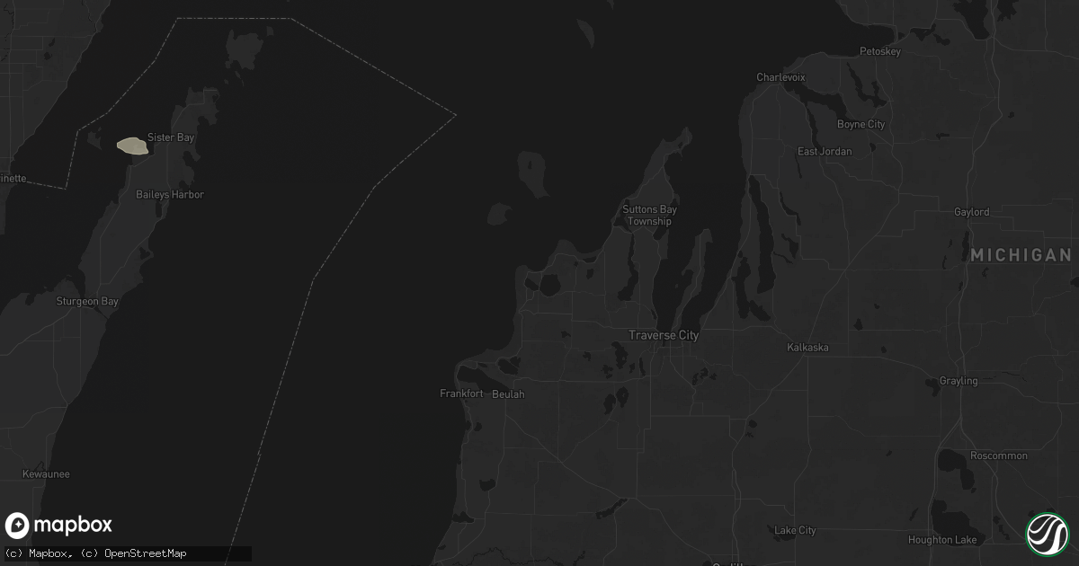 Hail map in Glen Arbor, MI on July 20, 2026
