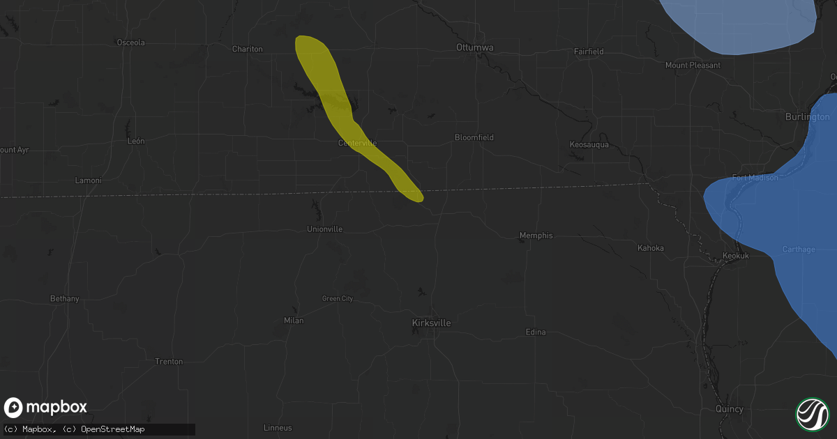 Hail map in Glenwood, MO on July 20, 2026