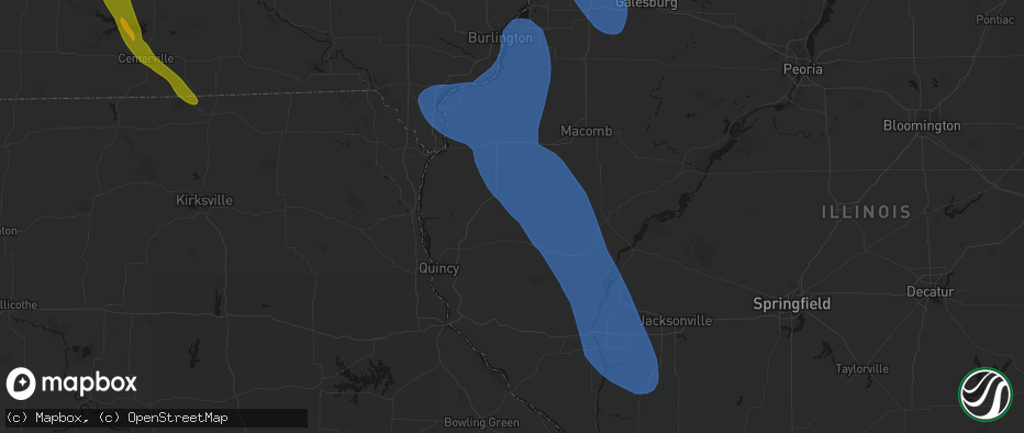 Hail map in Golden, IL on July 20, 2026