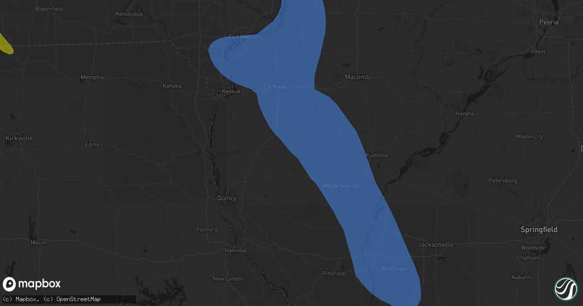 Hail map in Golden, IL on July 20, 2026
