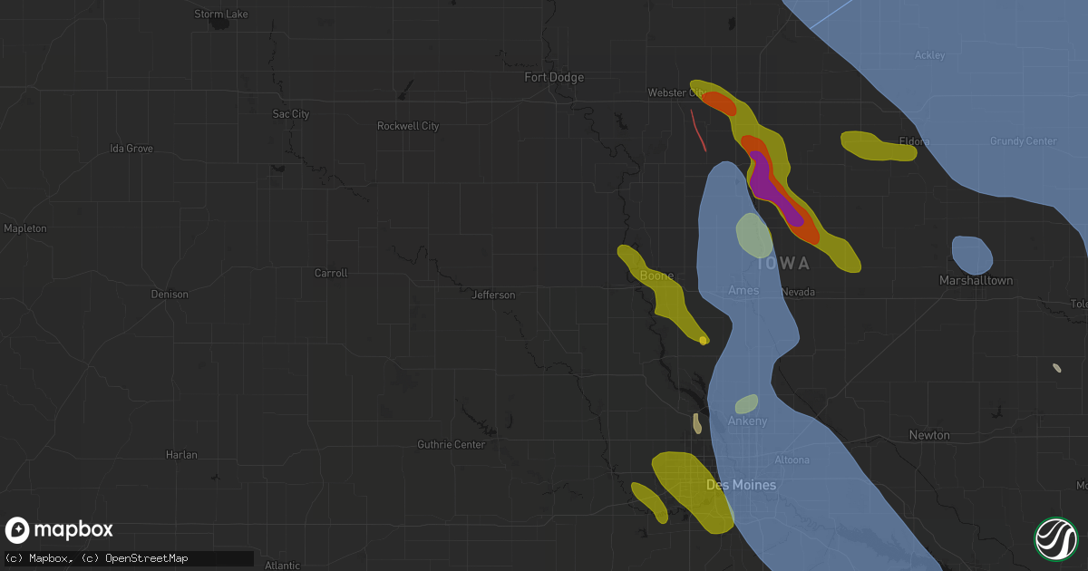Hail map in Grand Junction, IA on July 20, 2026