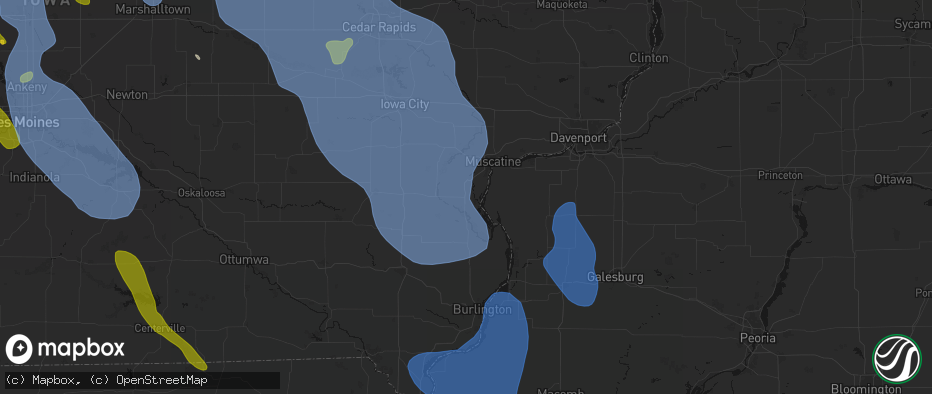 Hail map in Grandview, IA on July 20, 2026