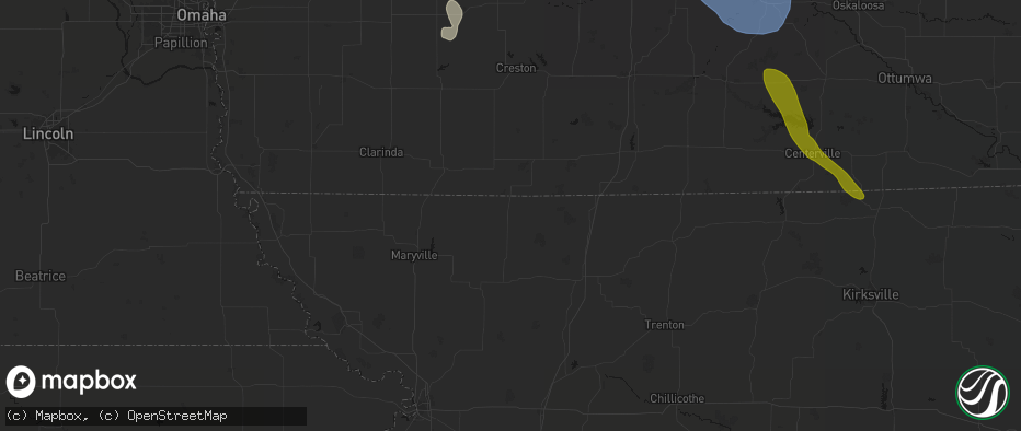 Hail map in Grant City, MO on July 20, 2026