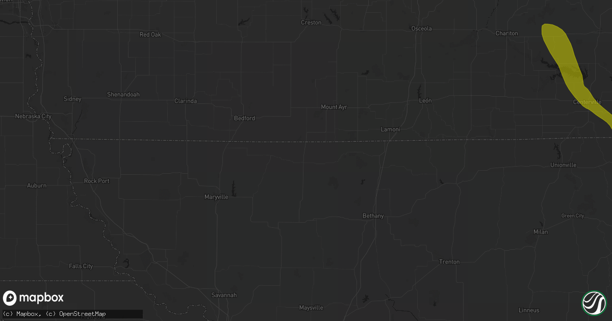 Hail map in Grant City, MO on July 20, 2026