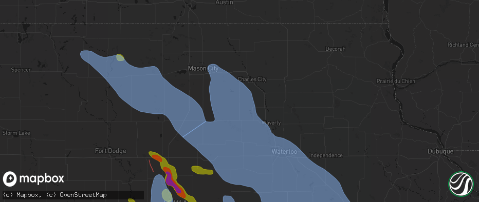Hail map in Greene, IA on July 20, 2026