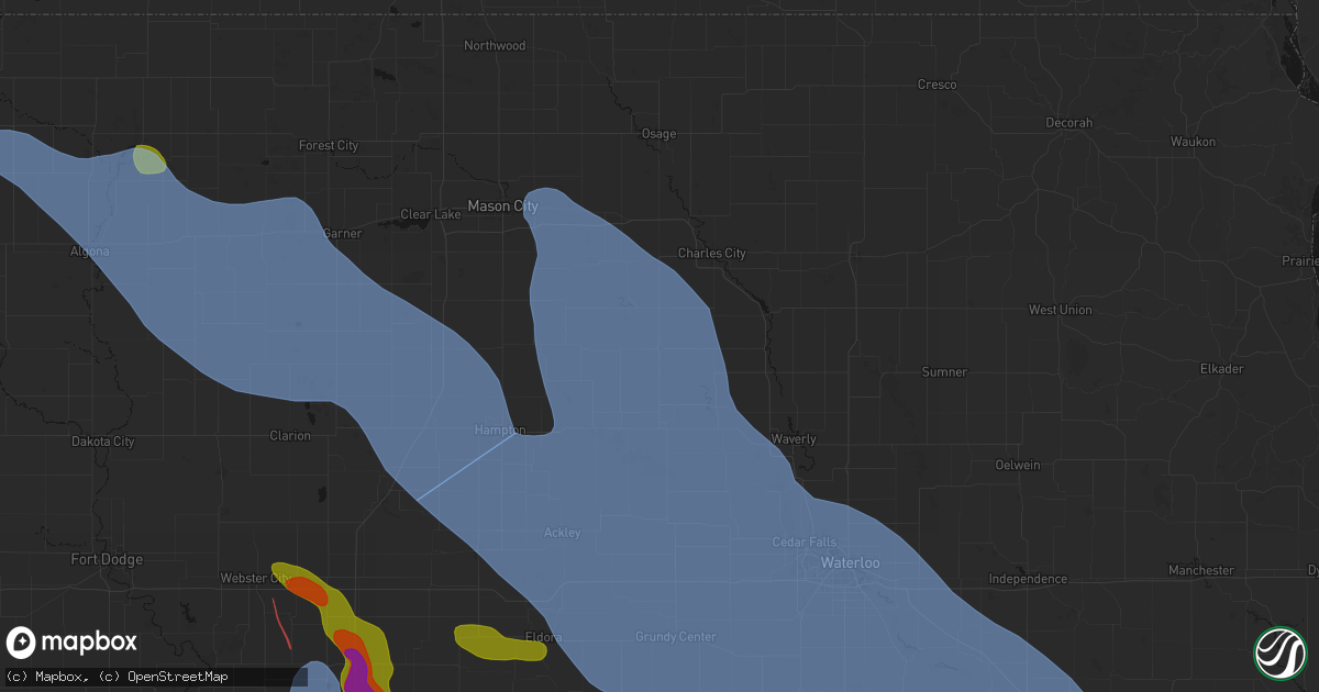 Hail map in Greene, IA on July 20, 2026