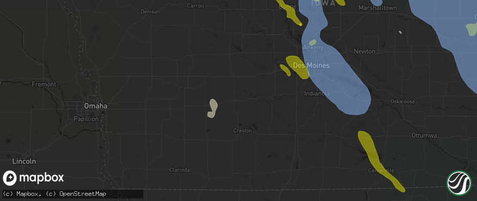 Hail map in Greenfield, IA on July 20, 2026