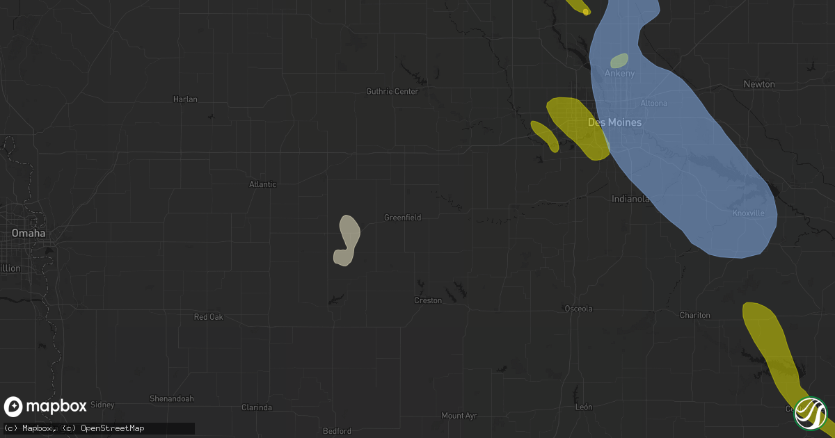 Hail map in Greenfield, IA on July 20, 2026