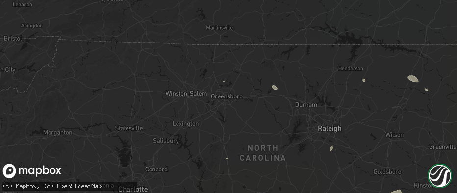 Hail map in Greensboro, NC on July 20, 2026