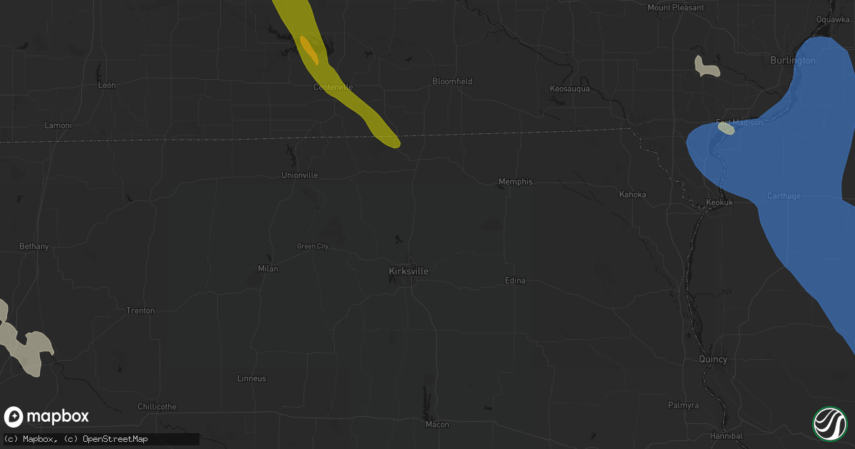 Hail map in Greentop, MO on July 20, 2026