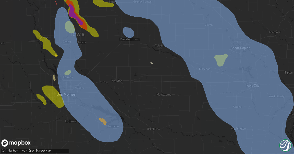 Hail map in Grinnell, IA on July 20, 2026