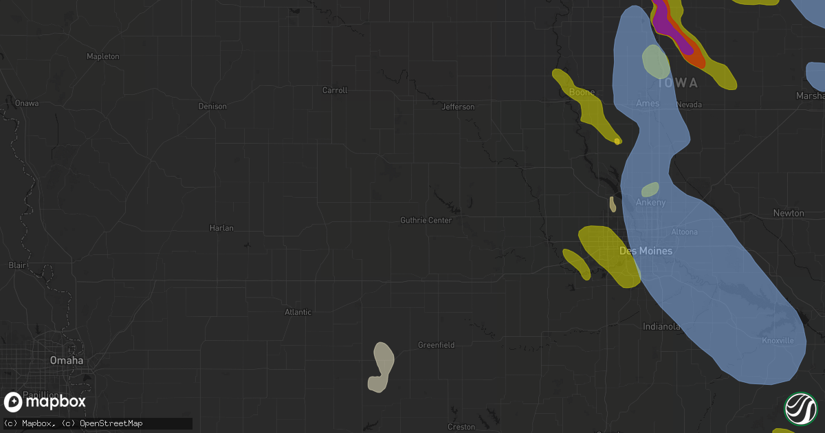 Hail map in Guthrie Center, IA on July 20, 2026