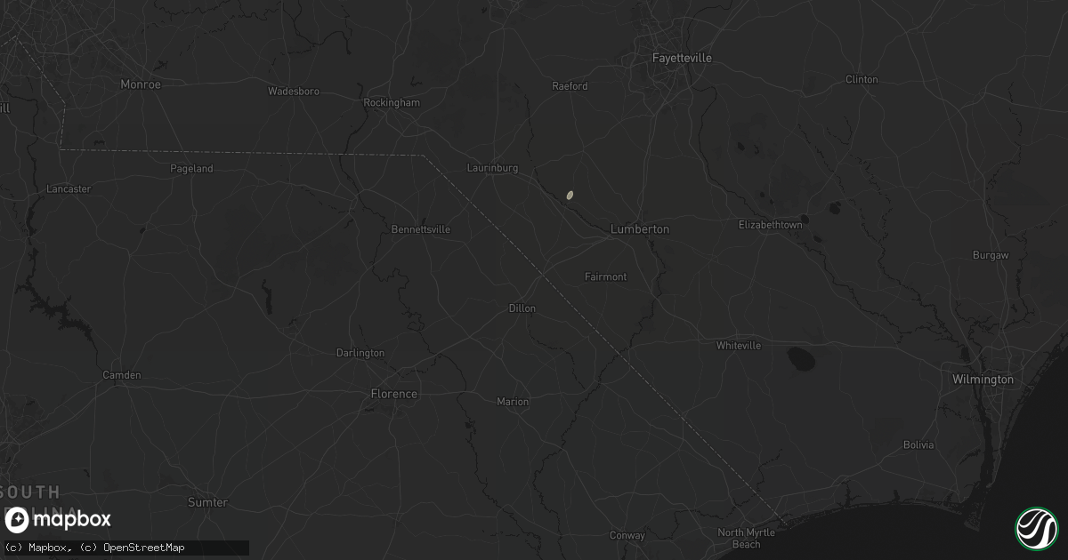 Hail map in Hamer, SC on July 20, 2026