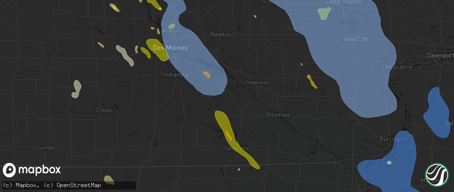 Hail map in Hamilton, IA on July 20, 2026