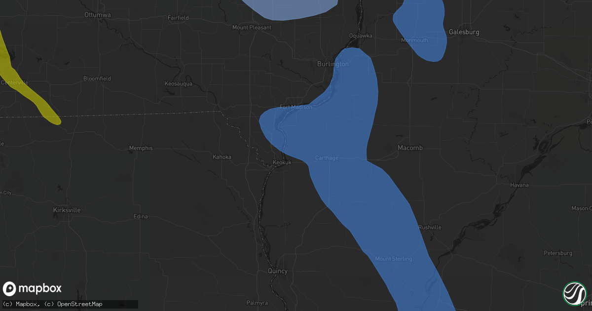 Hail map in Hamilton, IL on July 20, 2026