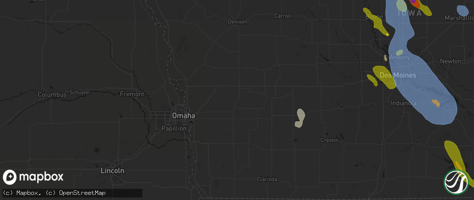 Hail map in Hancock, IA on July 20, 2026