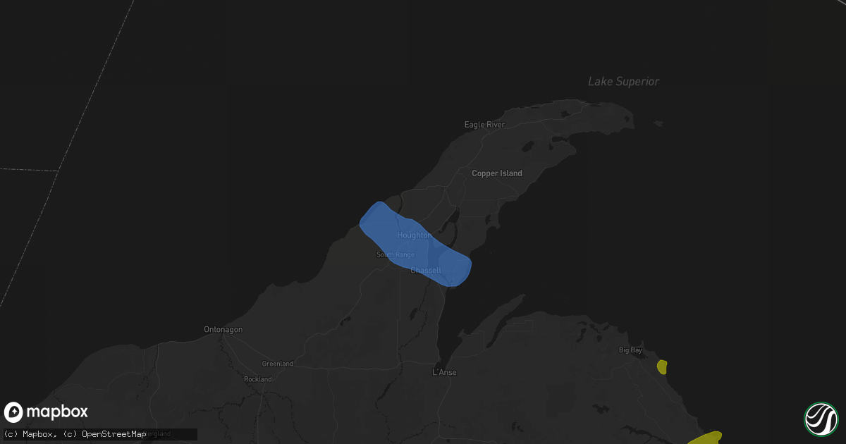 Hail map in Hancock, MI on July 20, 2026
