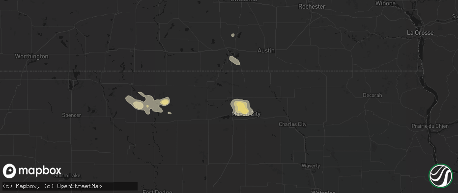 Hail map in Hanlontown, IA on July 20, 2026