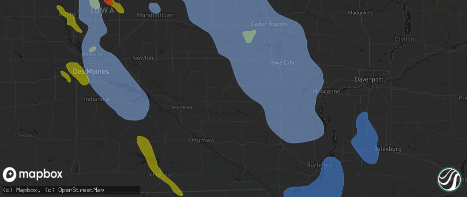Hail map in Harper, IA on July 20, 2026