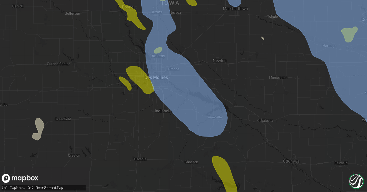 Hail map in Hartford, IA on July 20, 2026