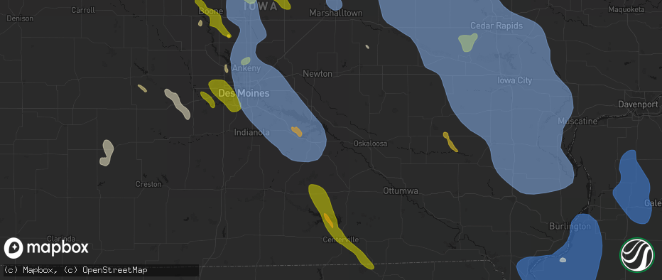 Hail map in Harvey, IA on July 20, 2026