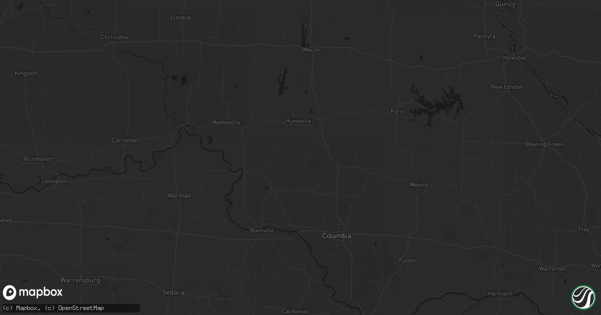 Hail map in Higbee, MO on July 20, 2026