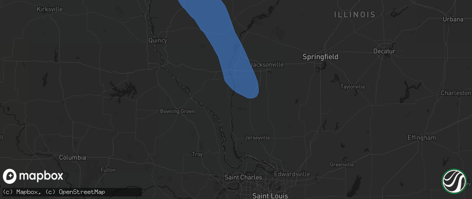 Hail map in Hillview, IL on July 20, 2026