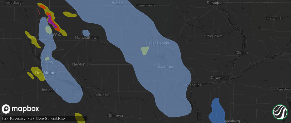Hail map in Homestead, IA on July 20, 2026