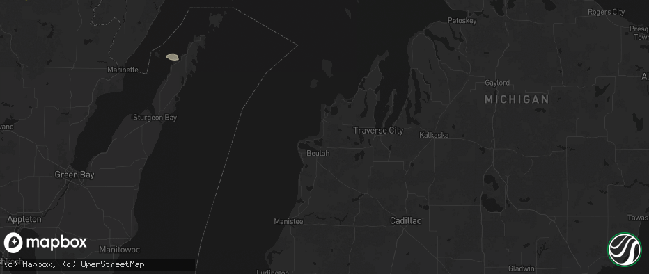 Hail map in Honor, MI on July 20, 2026