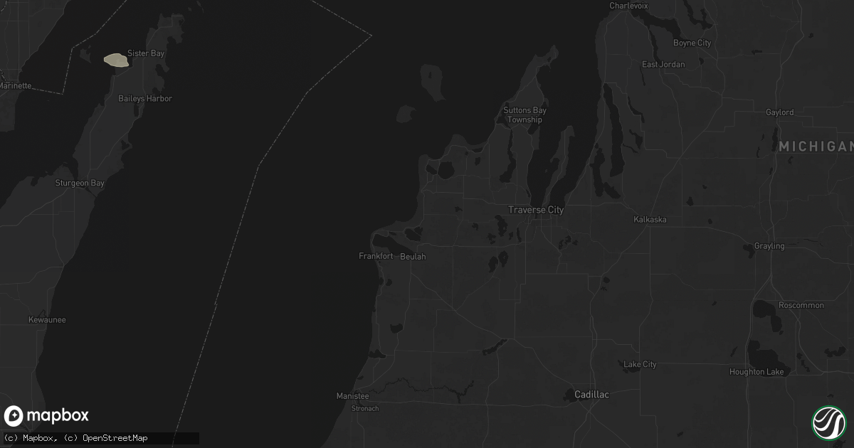 Hail map in Honor, MI on July 20, 2026