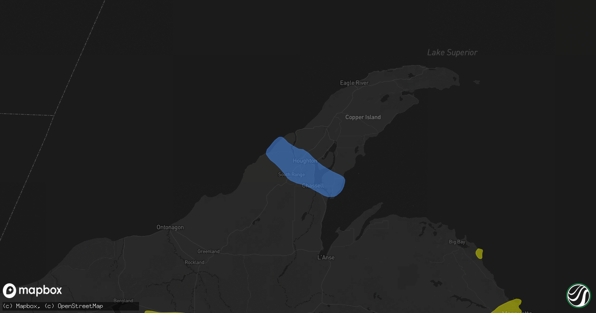 Hail map in Houghton, MI on July 20, 2026
