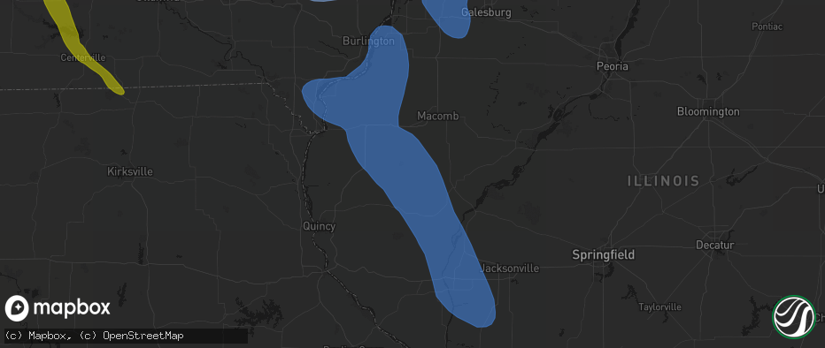 Hail map in Huntsville, IL on July 20, 2026